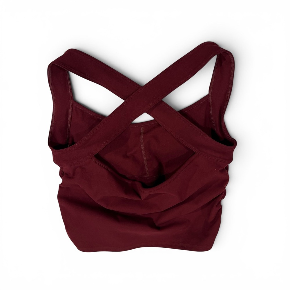 437 Four Three Seven Women XL Black Cherry Cross Back Ruched Athletic Top - Picture 6 of 6